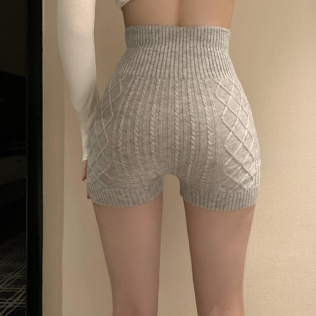 Autumn And Winter Comfortable Anti-glow Shorts Knitted Fall And Winter High Waist Simple Solid Color Bottoming Safety Pants