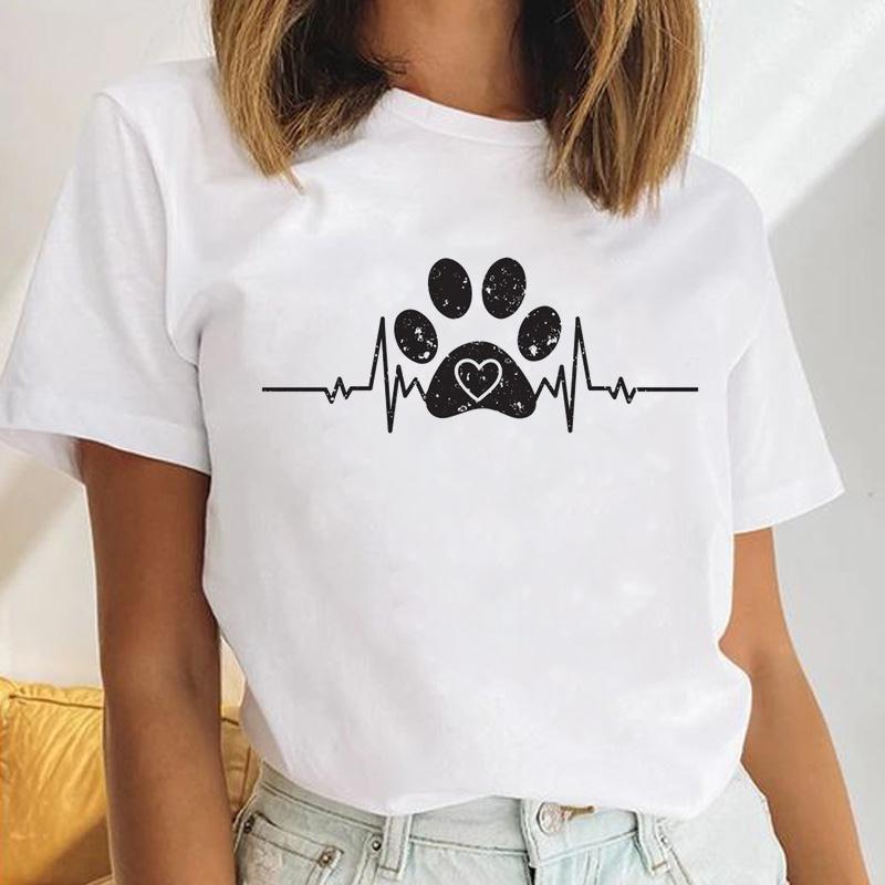 Women's Animal Claw Printed Summer T-shirt Comfortable Soft Simple Fashion Women's Short Sleeve Cotton T-shirt