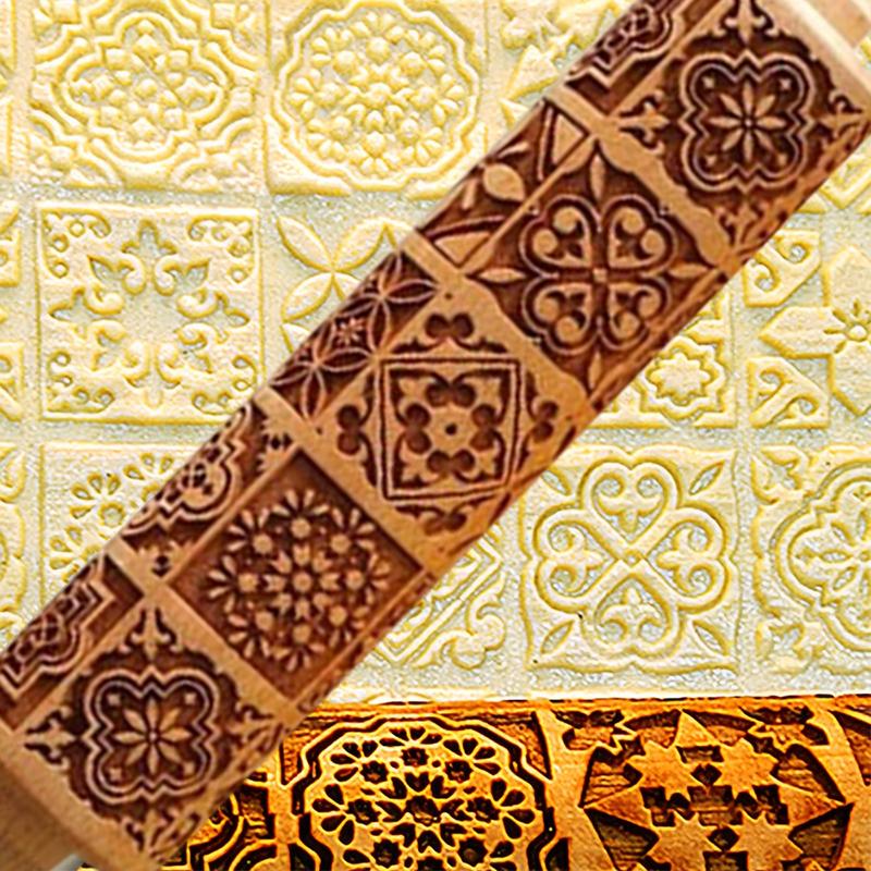 

Квадратный цветочный узор тесто валик деревянный 3D гравированный скалка с тиснением скалка