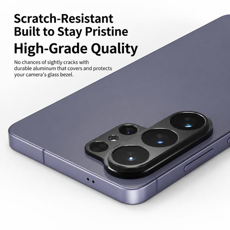 Custom Fit Samsung S26 Lens Shield Hollow Metal Frame Camera Ring Film S26 Ultra Integrated Matte Lens Guard Anti-Scratch Camera