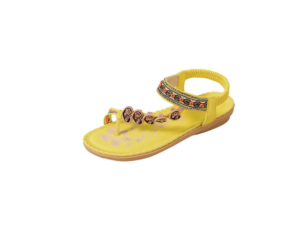 Bohemian Ethno Damen Perlen Sommer Strand Sandalen