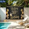 30th Glitter Birthday Backdrop 1pc - Home Party Decor
