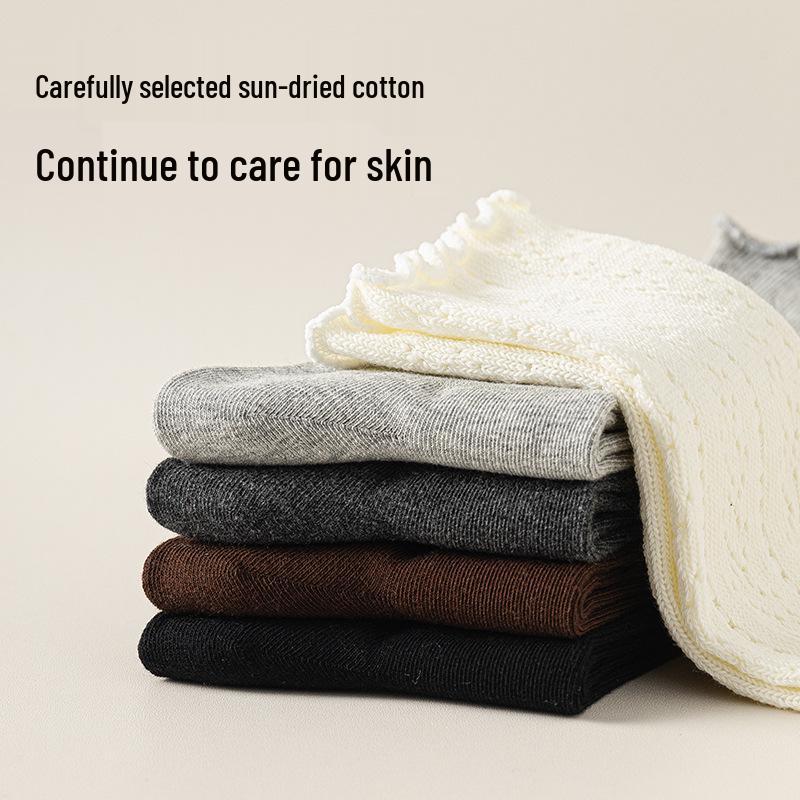 Chunky Knit Openwork Slouch Socks - Solid Color Calf & Over-the-Knee, Lace Miu Style, Anti-Slip Boneless Cotton Boot Socks