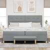 Boxspring Bed with Headboard Light Grey 200 X 200 Cm Fabric