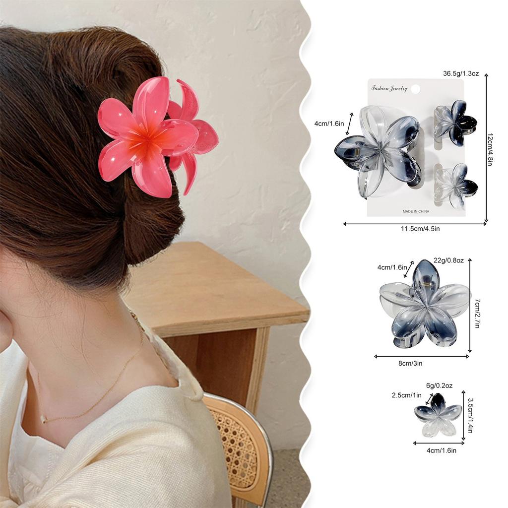 3pcs Vacation Egg Flower Hair Claw 2 Size Women Girls Ponytail Hairpins Bath Beach Hair Crab Clip Headwear Accessories