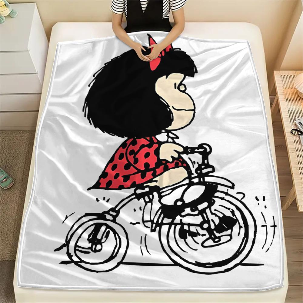 1PC Mafalda Print Flannel Blanket, High Quality All Seasons, Home Decor, Warmth and Comfort, Perfect for Christmas Gifts
