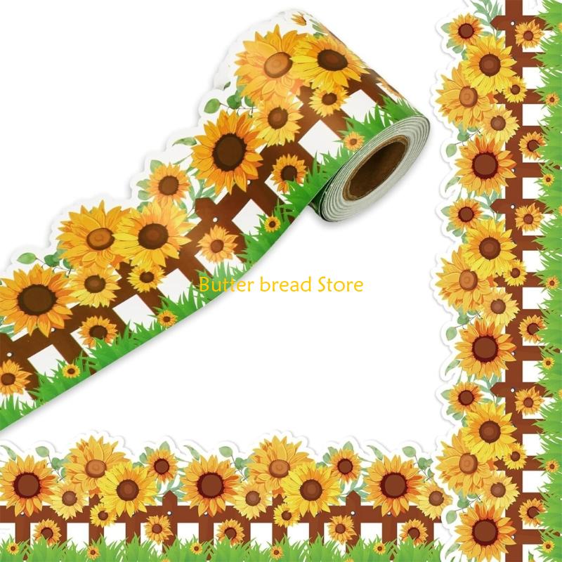 

W89C 18m Bulletin Board Borders Sunflowers Decorative Sticker Flag Day Border Trim