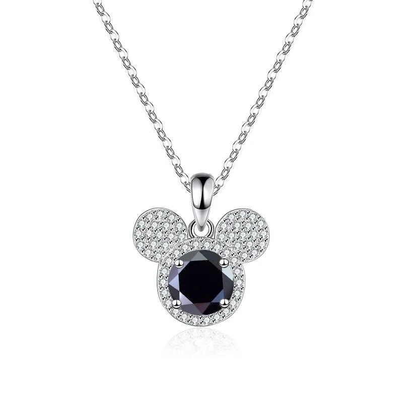 Bague Ringen Pandantiv Argint Sterling S925 1 Carat Moissanite Diamant Colier Modă Femei Bijuterii de Lux Cap Șoarece Mickey