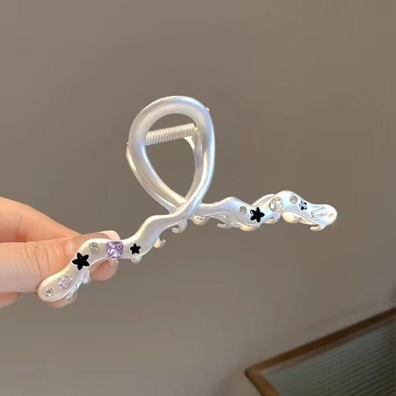 Exquisite Silver Color Crystal Hair Claws Fashion Geometric  LargeMetal Hair Clips Grab Hairpins For Women Girl Hair Accessories