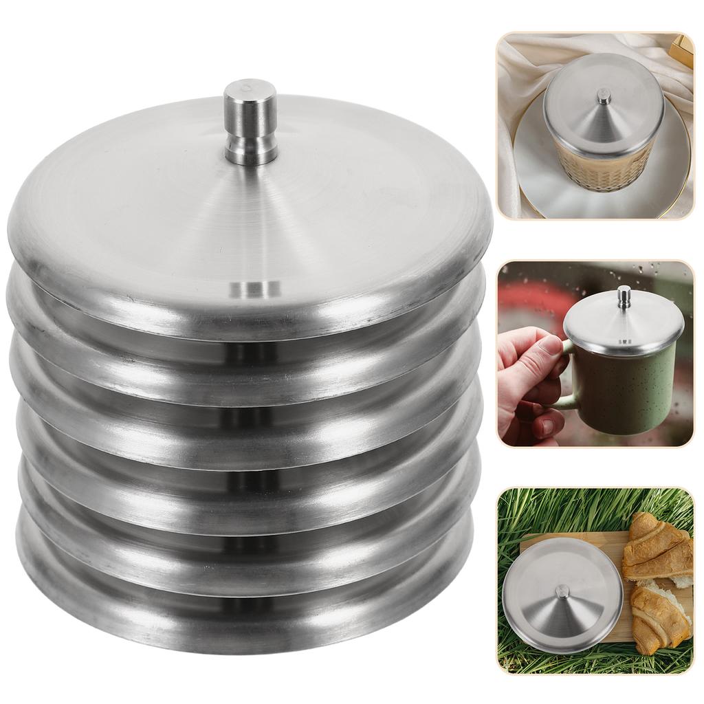 6 Pcs Stainless Steel Lid Cup Lids Office Protectors Coffee Tumbler Covers Round Drinks Mug