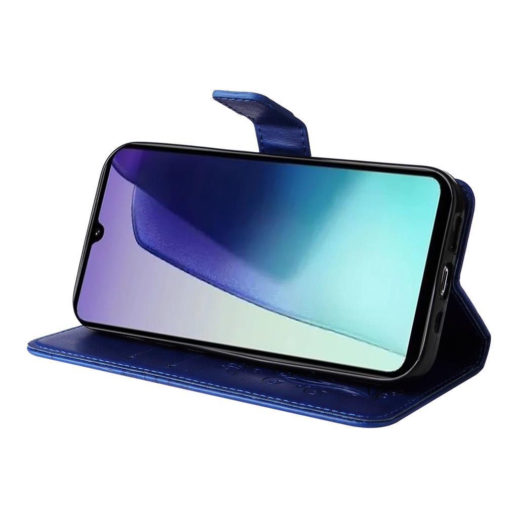 Für Xiaomi Poco C75 4G/Redmi 14R 5G/14C 4G Brieftaschenhülle Leder Handyhülle mit Blumen-Schmetterlings-Prägung Ständer