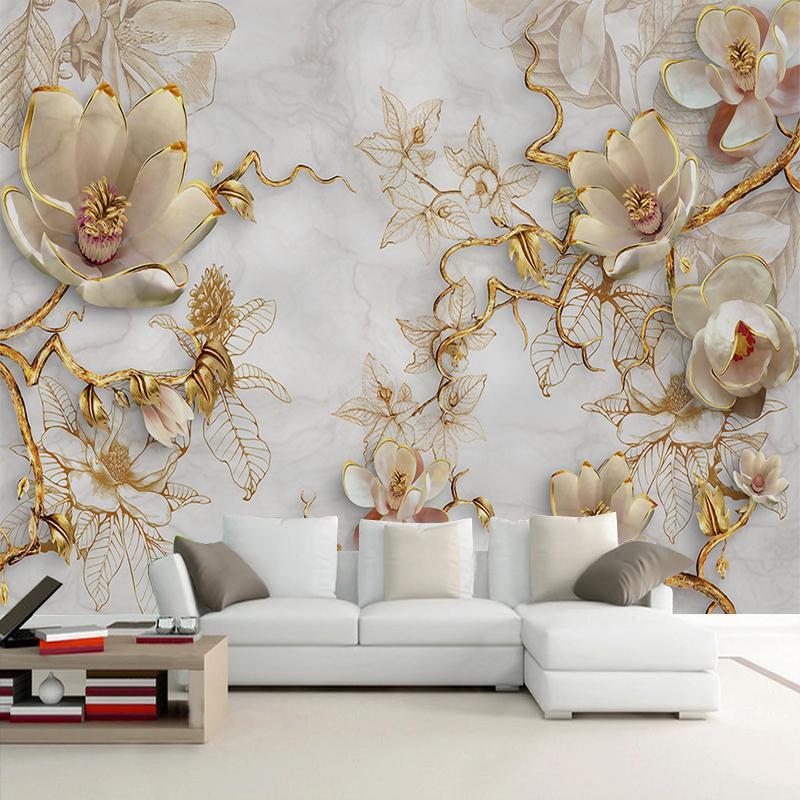 Duvar Kağıdı Modern 3D Kabartmalı Çiçekler Modern Moda 3D Oturma Odası Yatak Odası Kanepe TV Arkası Duvar Ev Dekorasyonu Duvar Bezi Duvar Kağıdı