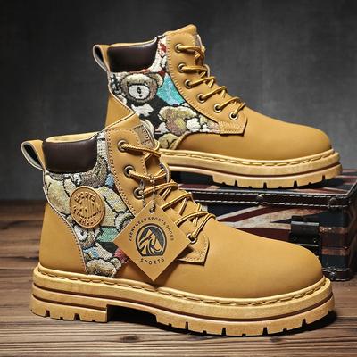 Fashion Shoes for Mens Retro Canvas Working High Top Boots Men's Ankle Boots Outdoor Street Style Platform Boots Botas Masculino
