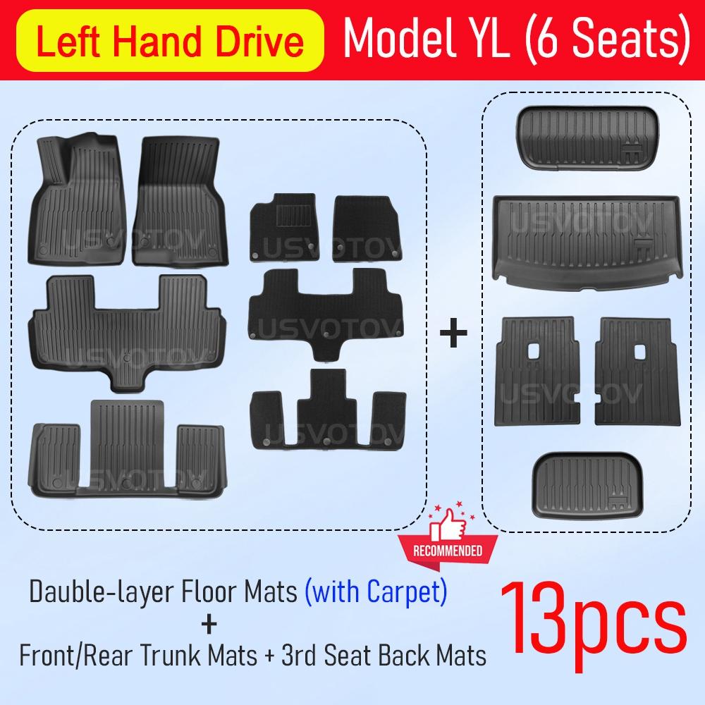 USVOTOV All-Weather Floor Mats Cargo Liner For 2026 Tesla Model YL Y L (6 Seats) Accessories Trunk Mats Back Seat Protector Pads