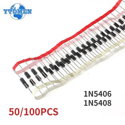 50/100 stücke Gleichrichterdiode 1N5406 1N5408 DO-27 3A 600V 1000V Elektronische Komponente