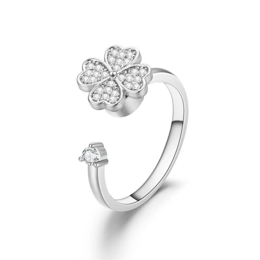 Verstellbarer drehbarer gravierter Zirkon-Druckentlastungsring für Damen