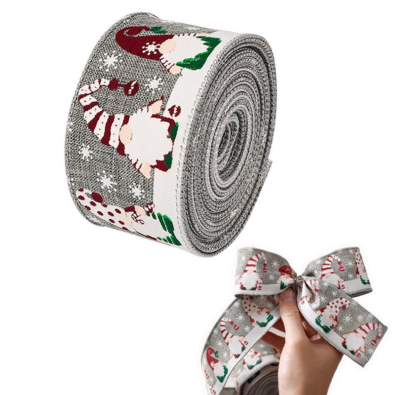 5m Flax-Like Hemming Band Santa Claus Ribbon Decorative Craft Ribbon Santa Claus Craft Tape