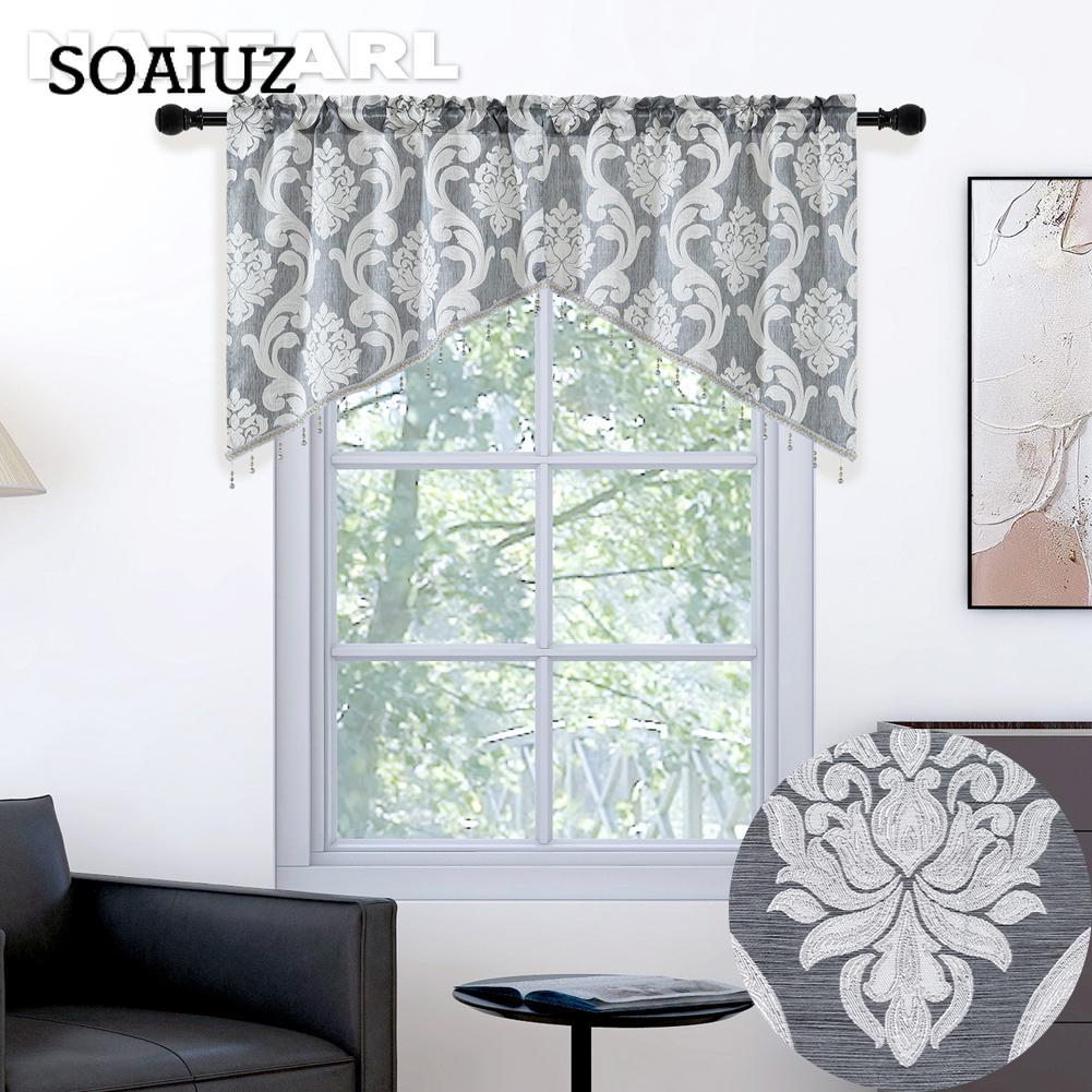 Ein Paar klassischer Jacquard-Perlen-Volant-Vorhang mit Stangentaschen und Blumenmuster, Fenster-Volant-Vorhang für Heimdekoration, NAPEARL