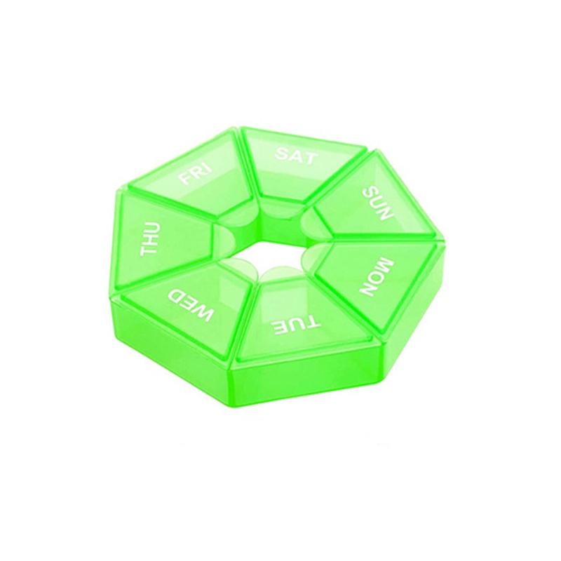 Tragbare 7-Tage-Achteckige Pillendose mit beschrifteten Fächern