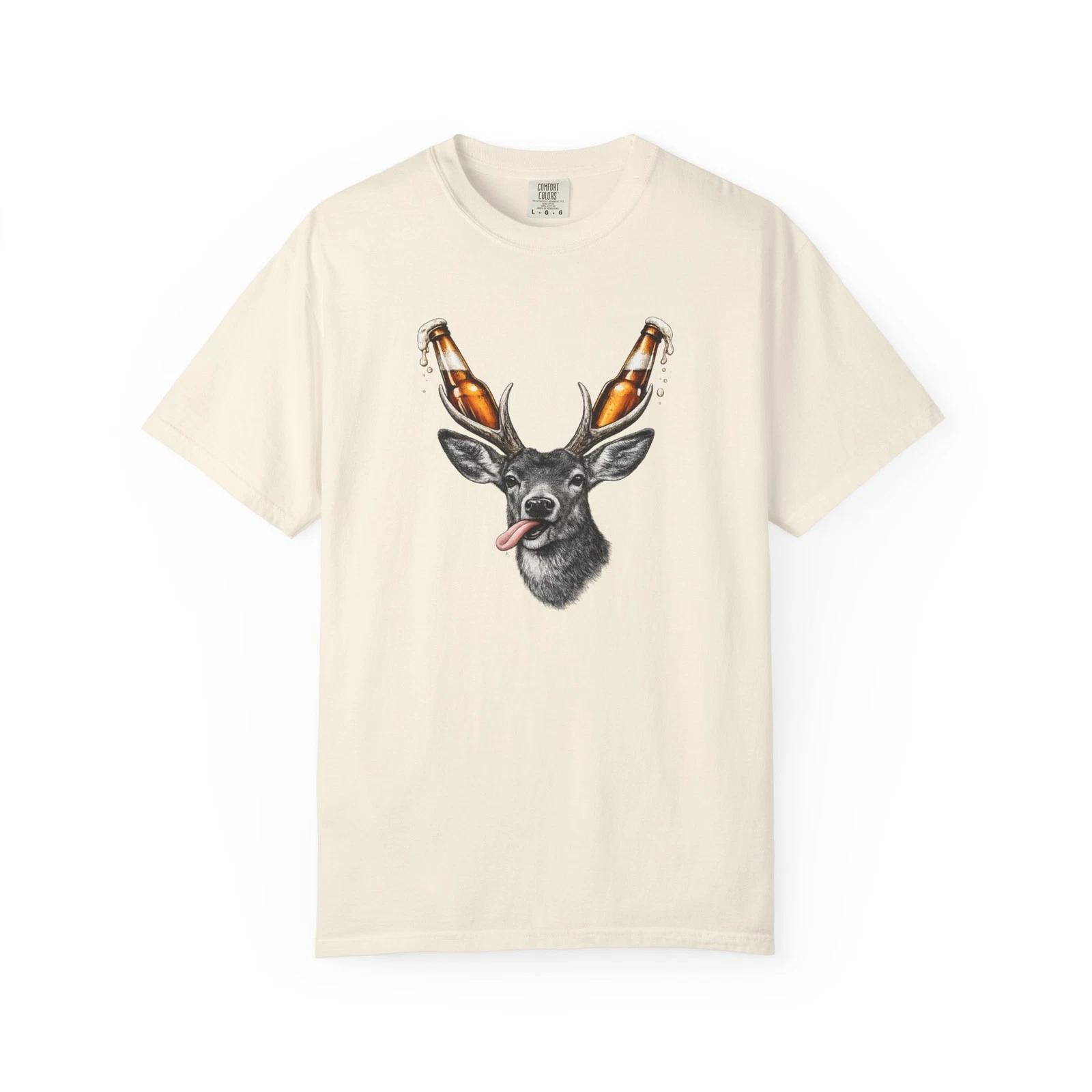 

Mule deer with beer antlers 100% Cotton T-shirt Mens Tees Top Very cool! L
