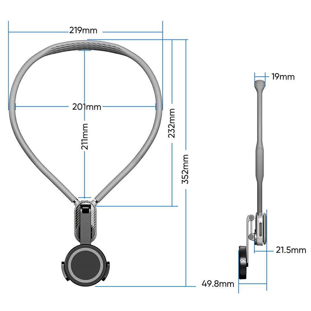 SCS-NH001 Magnetic Neck Holder with Phone Clip,1/4 Adapter for Action Camera,Phone,Hands Free Neck Mount