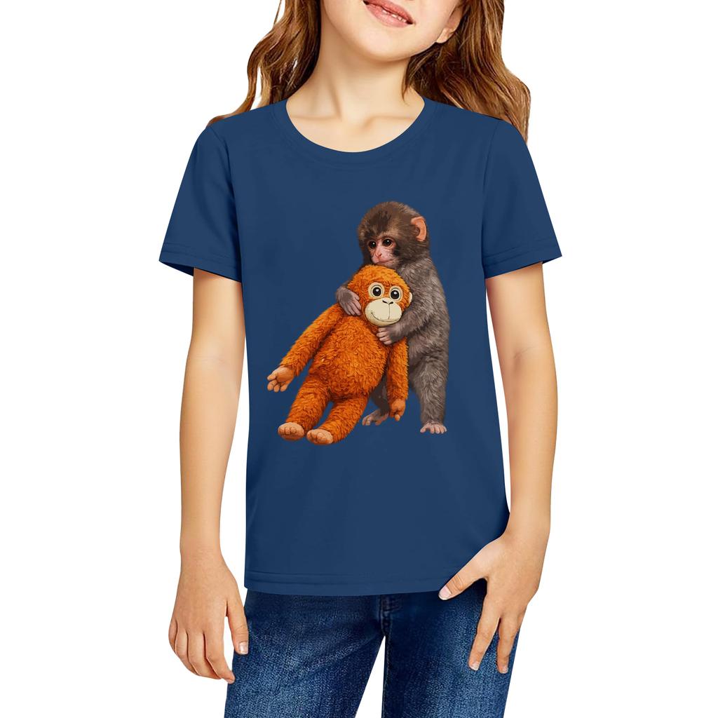 Fashionable Round Neck Short Sleeve Work Clothes Printed Tops For KID Summer Tops