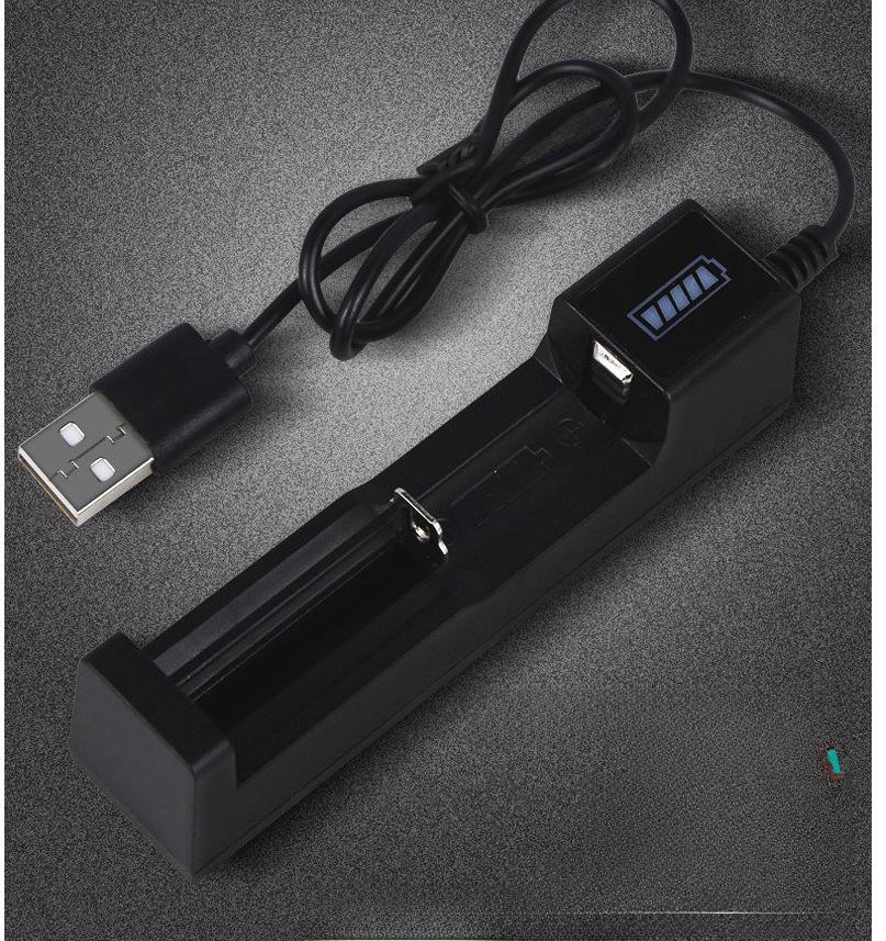 USB Single-Slot batterilader for 18650, 16340, 14500, 26650, 18500, 3,7V