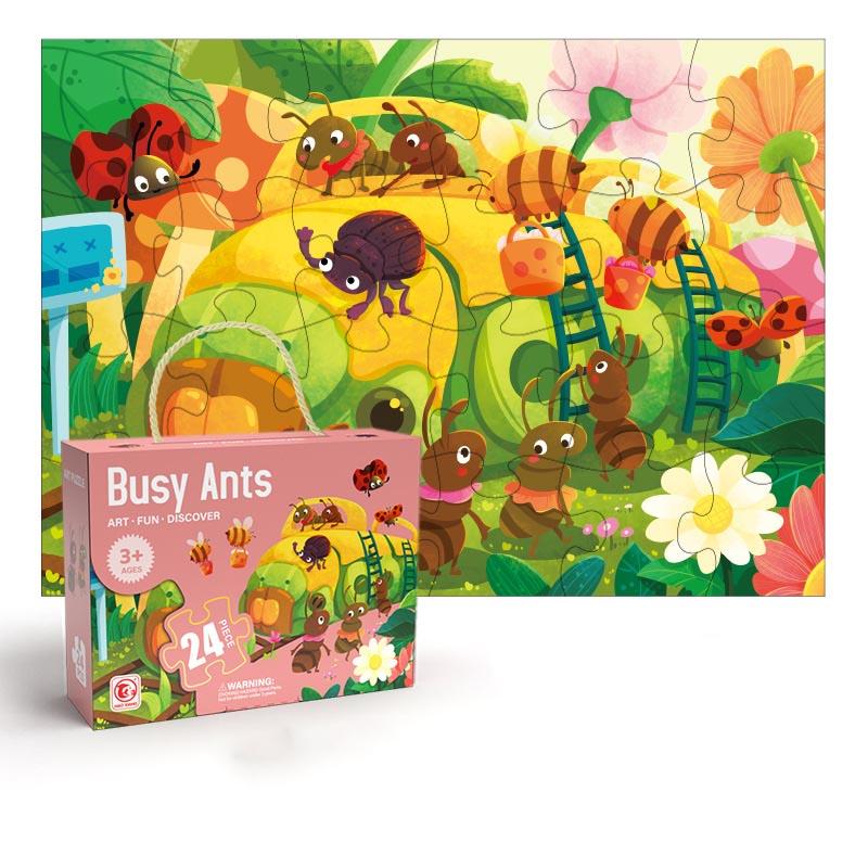 24 Pcs Carrying Jigsaw Puzzle Children Paper Large Pieces Puzzle Enlightenment Gift 3-6 Years Old Baby Toys Toddler Puzzle