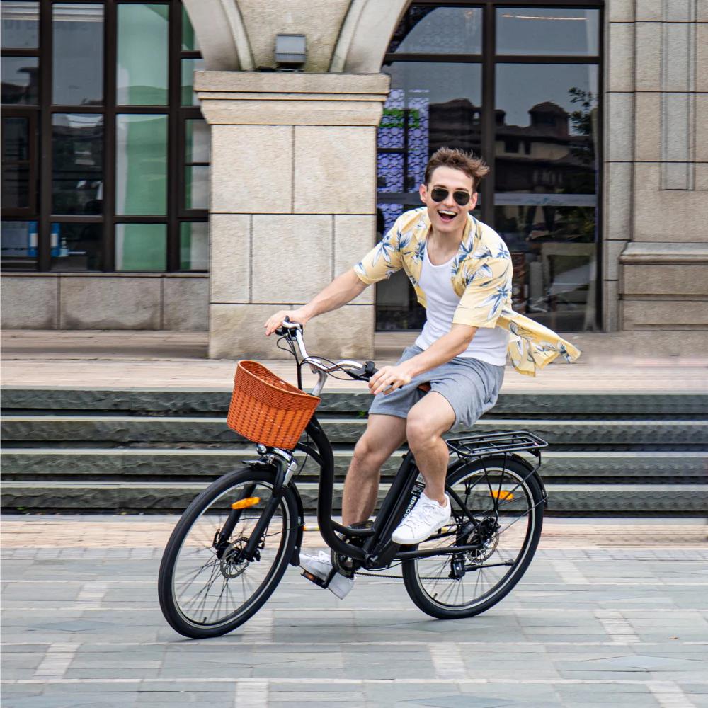 DYU C6 36V 350W Commuter Electric Bike - 80km Pedal-assist, Steel Frame and 26-inch Wheels, Perfect for Long-distance Commuting
