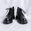 Brand Outdoors Men's High-quality Leather Glossy Comfortable Thick Soled Shoe Men Retro Casual Side Zipper Lace Up Boots