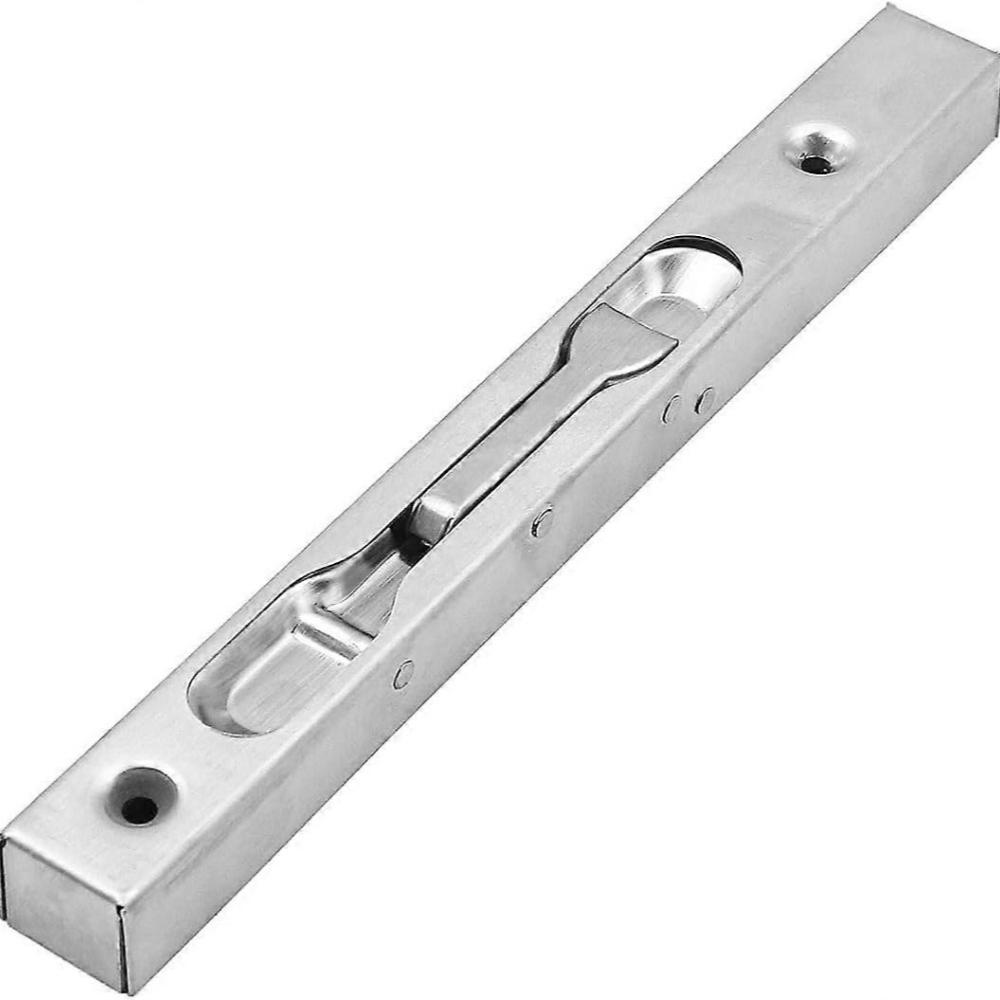 2-Pack of Door Flush Bolt Latch Slide Locks (1 Pairs), Concealed Lever Action Security Bolts, Brushed Stainless Steel Slide Latches - 8" (22cm) Length