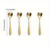 4pcs Stainless Steel Spoons Set, Love Heart Shaped Coffee Stirring Spoon, Honey Spoon, Tea Spoon, Ice Cream Spoon.