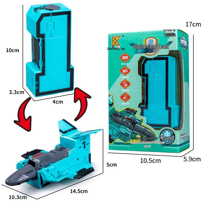Large Kids' Number Symbol Transforming Robot Car Toy Set