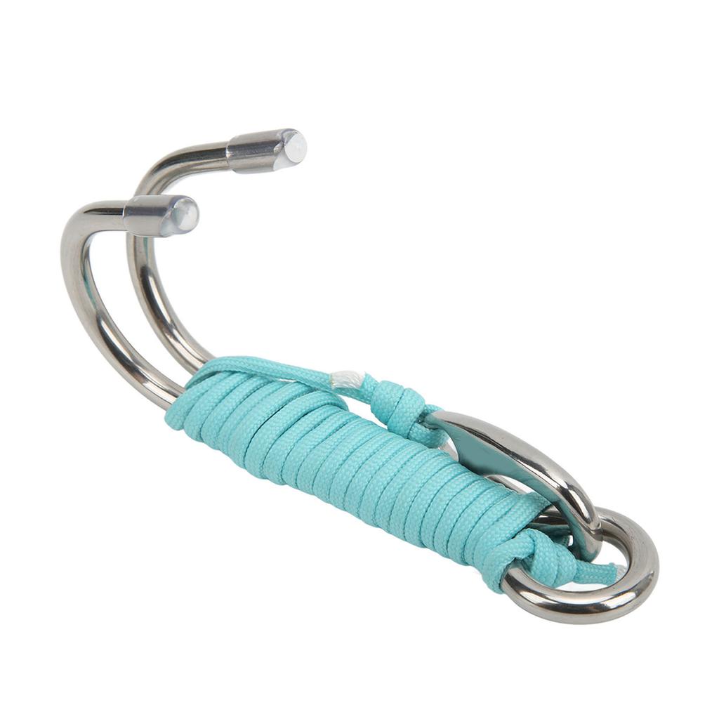 Scuba Diving Double Dual Stainless Steel Drift Hook with Luminous Line for Cave Dive AccessoriesLuminous Sky Blue