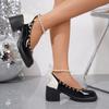 Fashion Plus Size 2025 Classics Women's High Heels String Bead Buckle Strap Bow Tie Rivet Chunky Heel Pumps for Mixed Color Dress Office