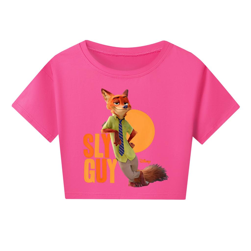 Fashionable Round Neck Short Sleeve Work Clothes Printed Tops For KID Summer Tops