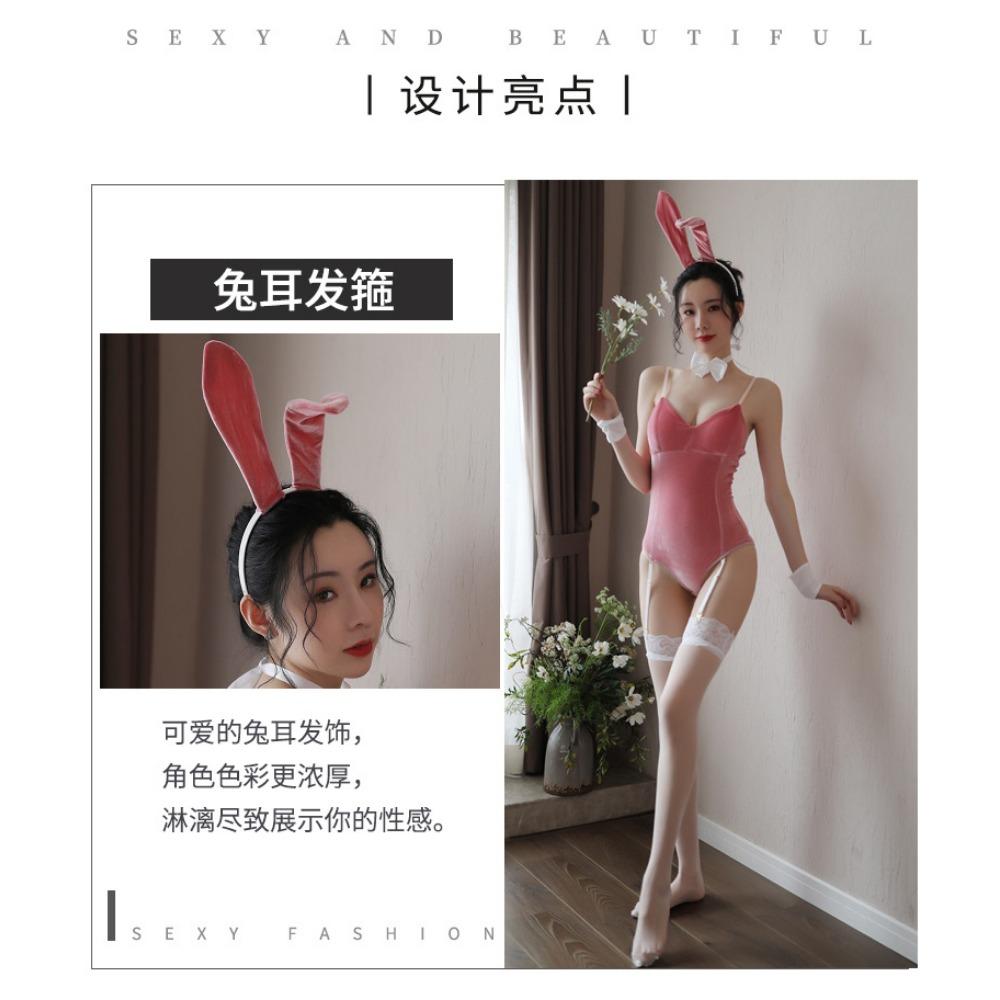 New Sexy Lingerie Bunny Sexy Onesie Chest Pad Garter Belt Open Gear Uniform Temptation Pajama Set