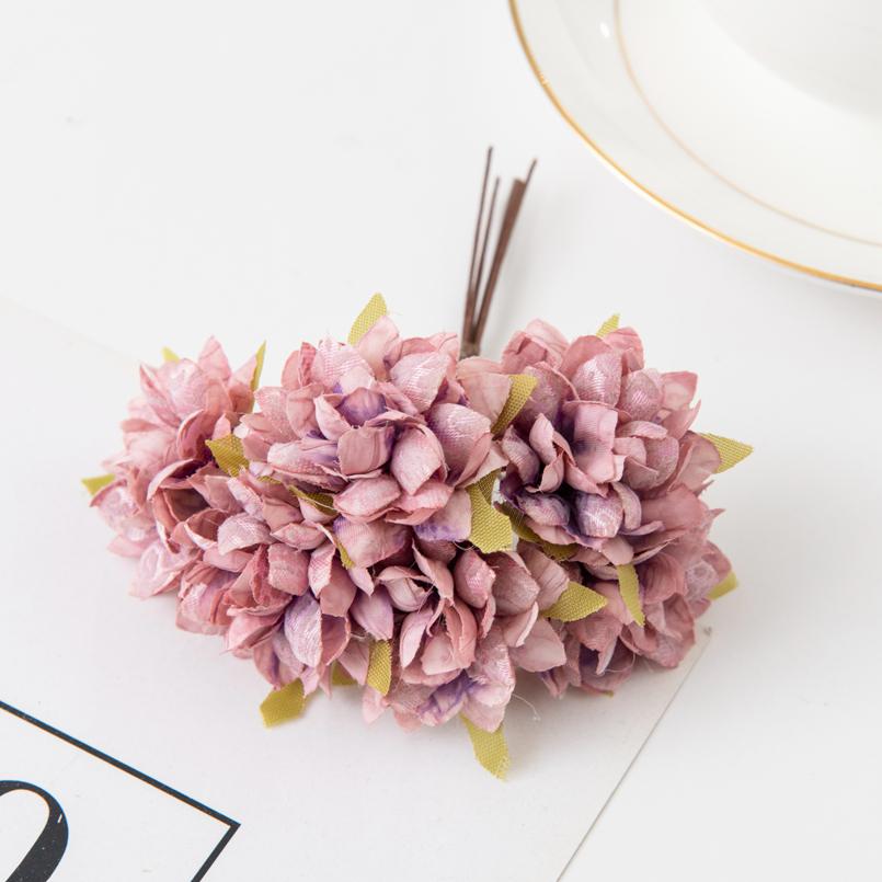 6Pcs Artificial Flowers Silk Carnation Mini Bouquet Wedding Wreaths Valentine for Home Decortion Scrapbooking Bridal Accessories