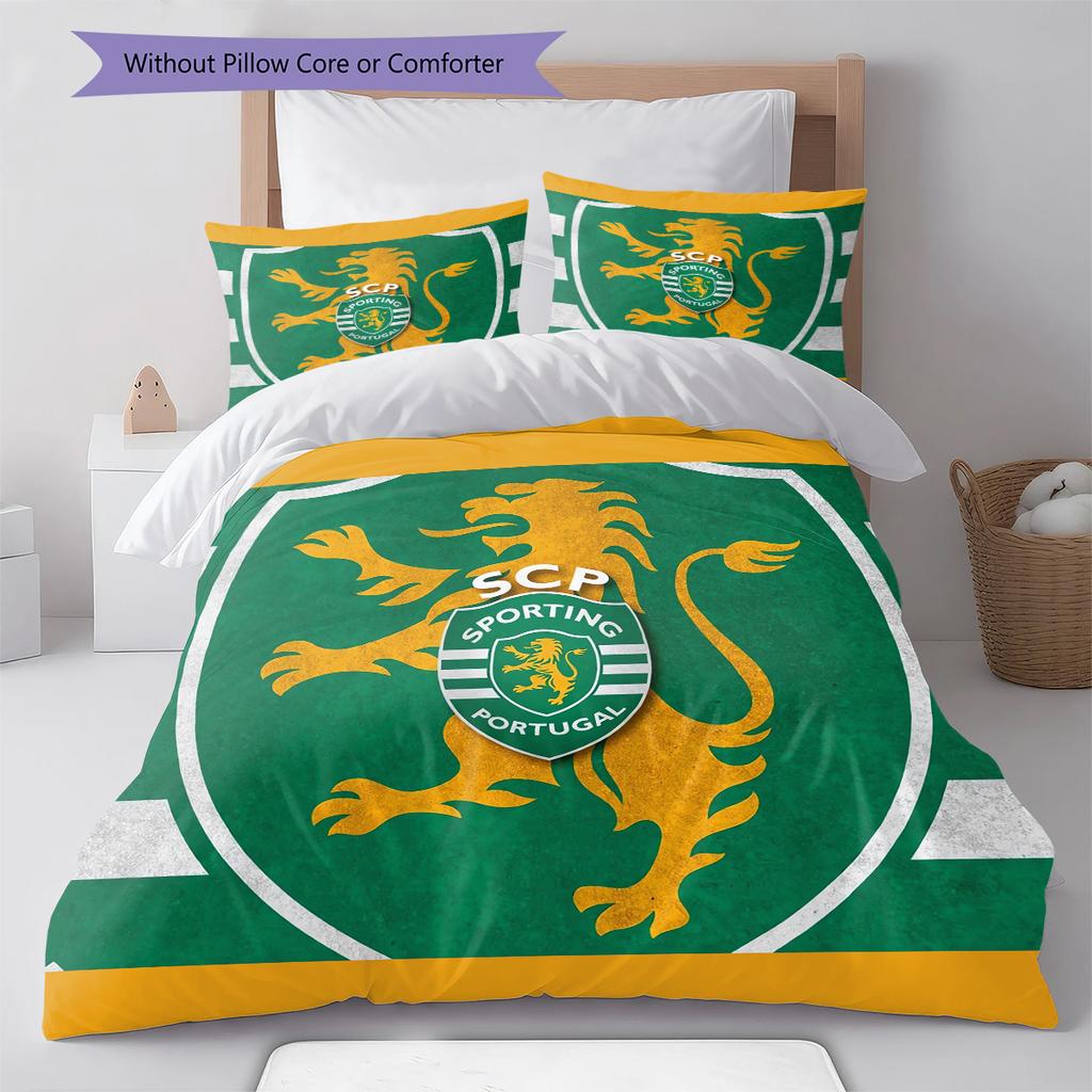 Sporting FC Pattern Bedding Quilt Set Quilt Cover Pillowcase Home Decoration Gift (1 * duvet cover + 2 * pillowcase, without core)