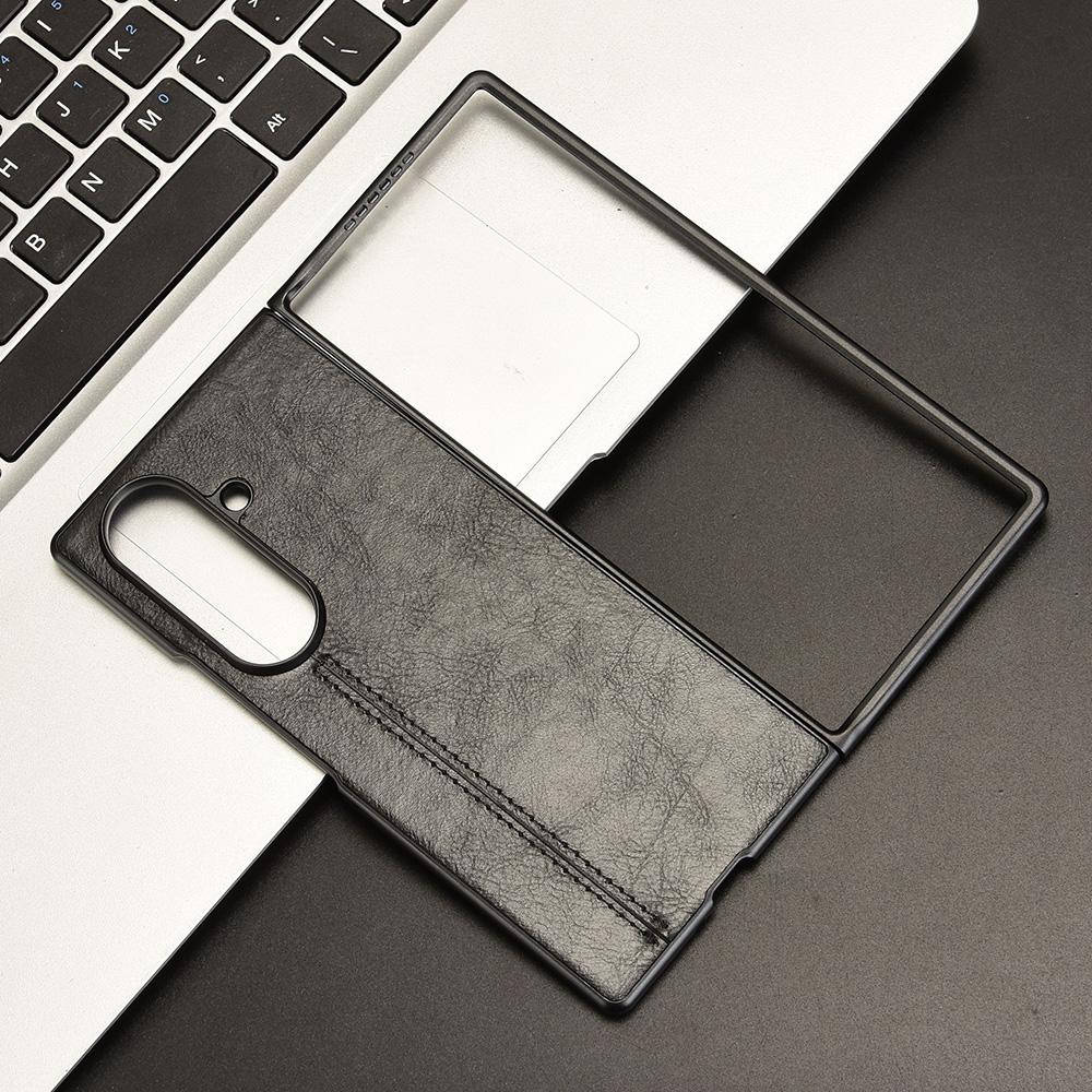 For Samsung Galaxy Z Fold7 5G Case Stitching Line PU Leather Coated PC Phone Cover