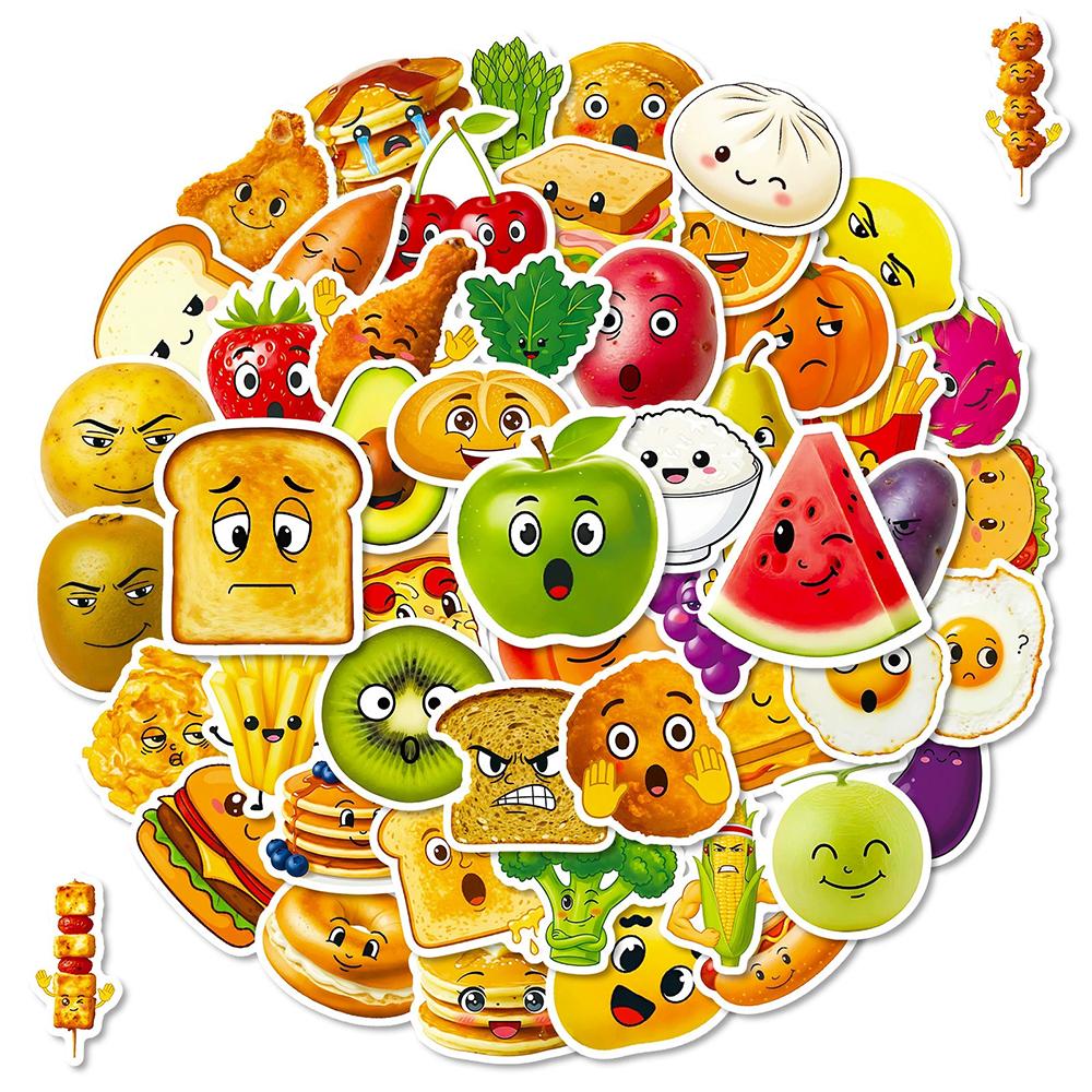 10/30/56pcs Funny Cute Creative Food Meme Stickers Kawaii Fruit Rice Bread Cartoon Sticker Fridge Phone Suitcase Decals Toy Gift