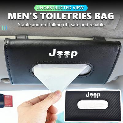 For Car Sun Visor Tissue Box Hanging Snap-fit Napkin Storage Bag Accessories Grand Cherokee Wrangler JK Renegade Gladiator
