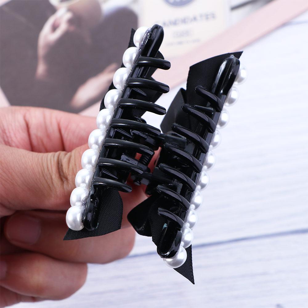 Pearl Rhinestone Headwear Korean Style Crab Clips Women Hair Clips Hair Accessories Bow Hair Claw
