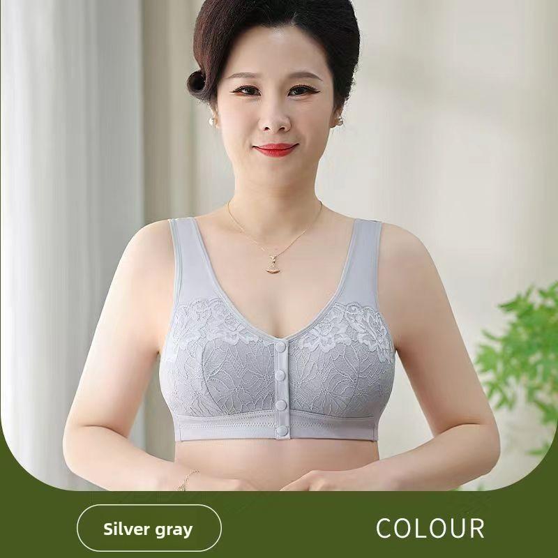 Front Closure Wireless Bra for Middle-Aged Women, Anti-Sag Gathering Side Smoothing Back Supportive Bra