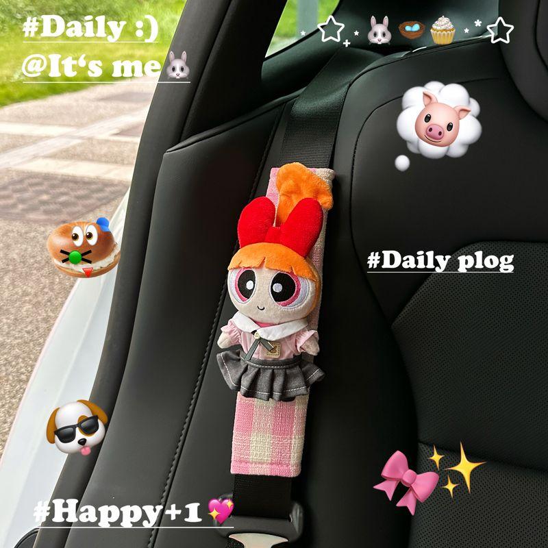 

Authentic Powerpuff Girls Car Seat Belt Shoulder Pads, Cute Car Interior Plush Car Accessories, Car Gifts Flowers