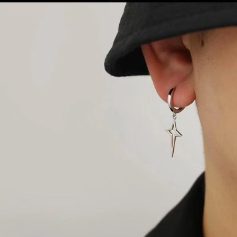 Japan-Korea Fashion Titanium Steel Earphone Pendant Clip-On Earrings