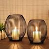 Nordic Stye Hollow Candle Holder Wrought Iron Art Candlestick Vintage Lanterns Bird Cage Geometric Shapes Table Candlestick
