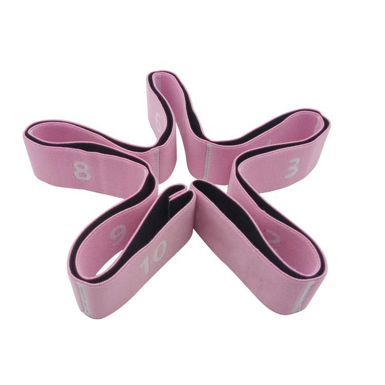Double-Sided Pink Resistance Loop Gymnastic Dance Fitness Strap Long Elastic Nylon & Polyester Yoga Stretch Band