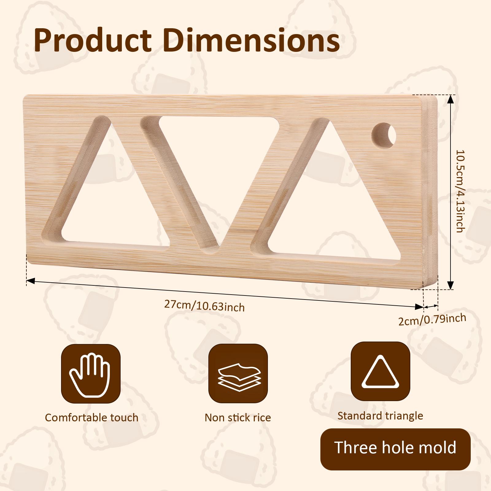 

2Pcs Bamboo Rice Ball Mold Set with Press Plate Triangle Sushi Mold Japanese Sushi Classic Rice Ball Maker for DIY Bento Picnic