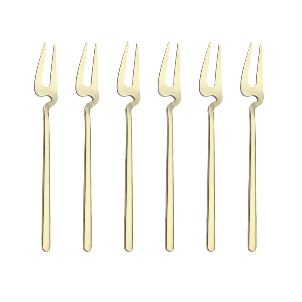 Set di 6 Forchette Nere Set Forchette Torta da Tè Snack Posate Stoviglie Acciaio Inossidabile Opaco Servizio di Posate Forchetta da Dessert Frutta